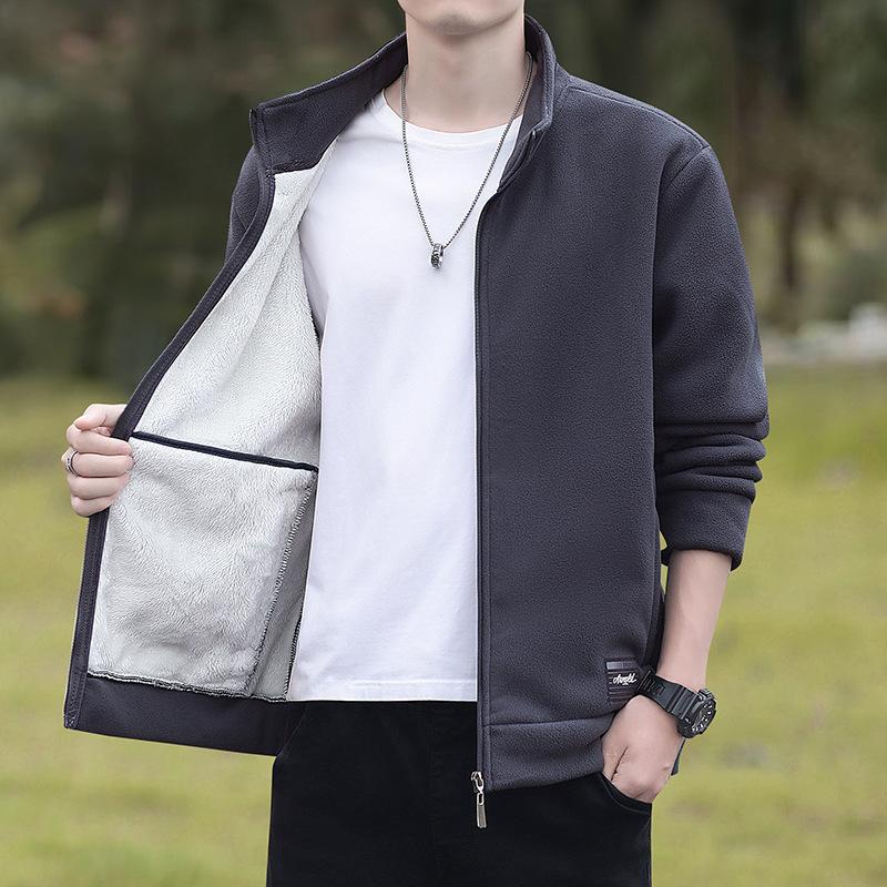 New Autumn and Winter Fleece Thickened Cardigan for Men Casual Versatile Jacket for Men