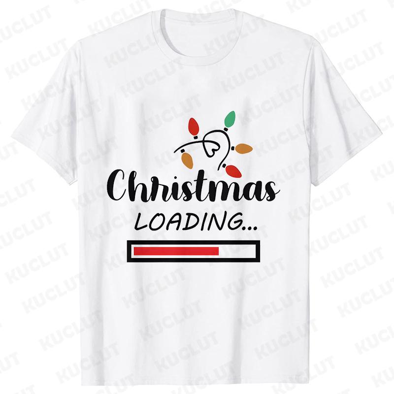 Christmas Loading Graphic TShirt Men Clothing Xmas Short Sleeve Tees Happy New Year Tshirt Trendy Merry Christmas Y2k Tops