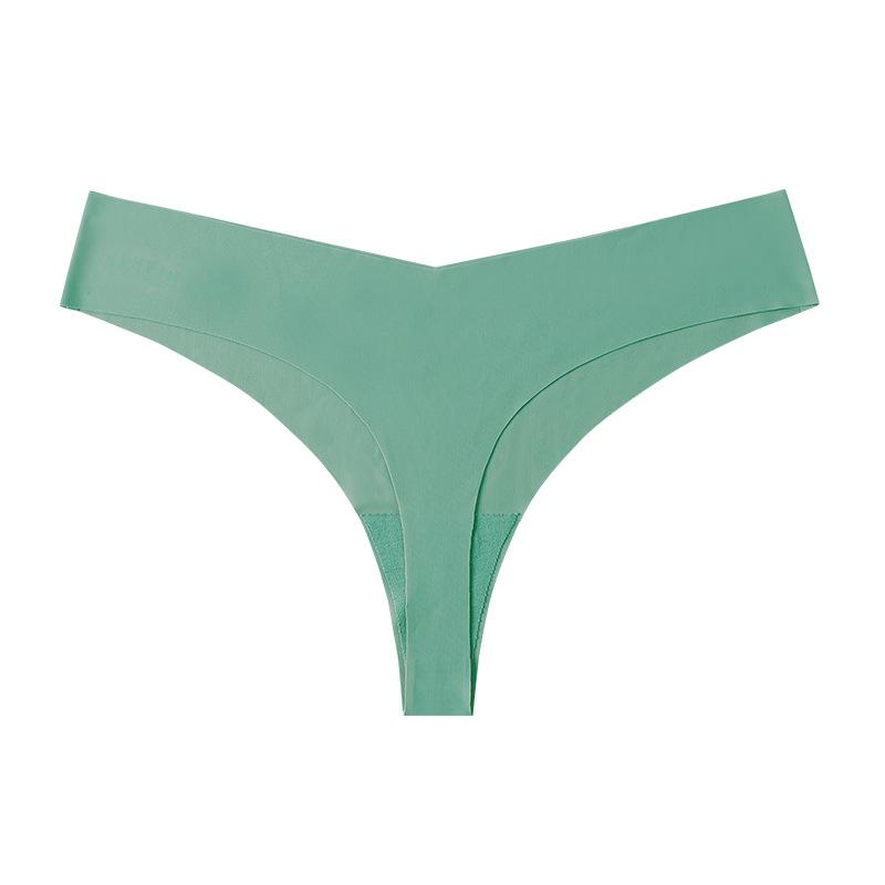 

European and American T-panties, sexy seamless ice silk quick-drying sports fitness briefs T-panties S трава зеленый
