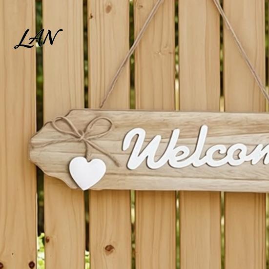 Rustic Hanging Door Decor Front Welcome Sign, Pastoral Style Wall Decoration, Wooden Ornament for Guest with Hemp Rope Home Entrance Farmhouse