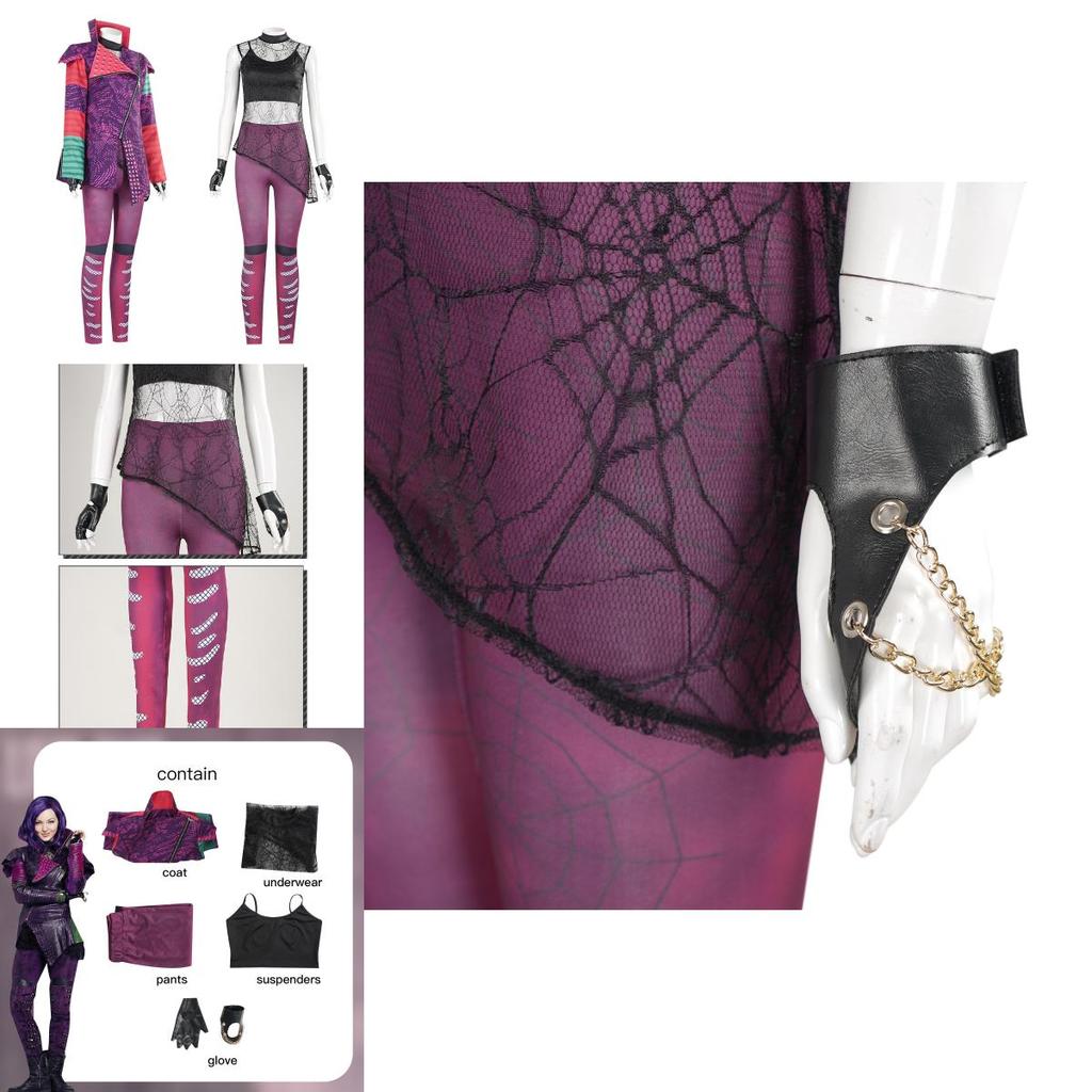 Descendants 3 Mal Cosplay Body z polyesterové směsi pro Halloweenskou tematickou kostýmovou párty