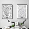 Poster con Parole Nero Bianco Mappa Città Parigi Londra New York Stampa Nordica Pittura su Tela Quadro da Parete per Soggiorno Decorazioni per la Casa