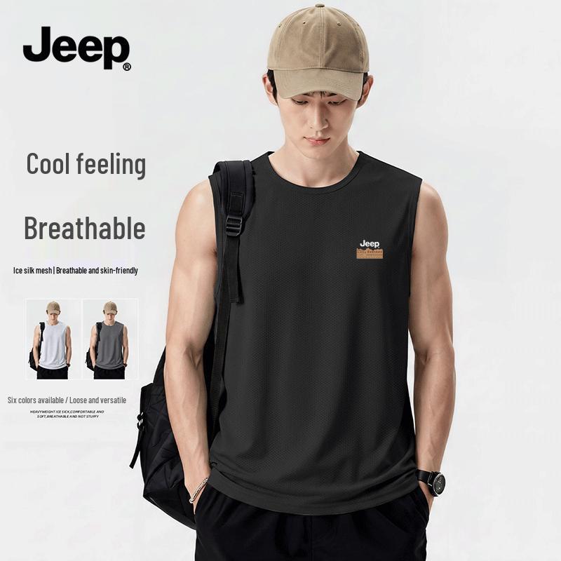 JEEP Men's Lightweight Ice Silk Sleeveless T-Shirt