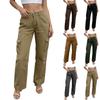 Dames High Waist Cargo Broek met Meerdere Zakken Rechte Pijp Werkkleding Broek Duurzaam Katoenmengsel Stof Casual Pasvorm