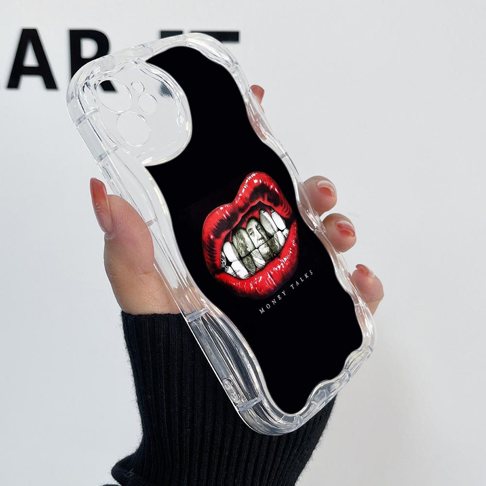 LZ19 Lips Kiss Art Clear Soft Wave Phone Cases for Samsung S24 S23 Ultra S20 FE A54 A14 A52s A51 S10 Huawei Honor 90 Protection Back Cover