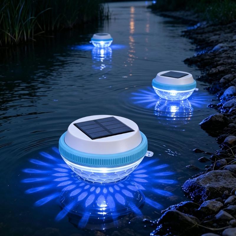 Solar Floating Water Light for Poolside Pond Decor, Color Accent for Patio Garden Water Features, Rounded ABS Shell