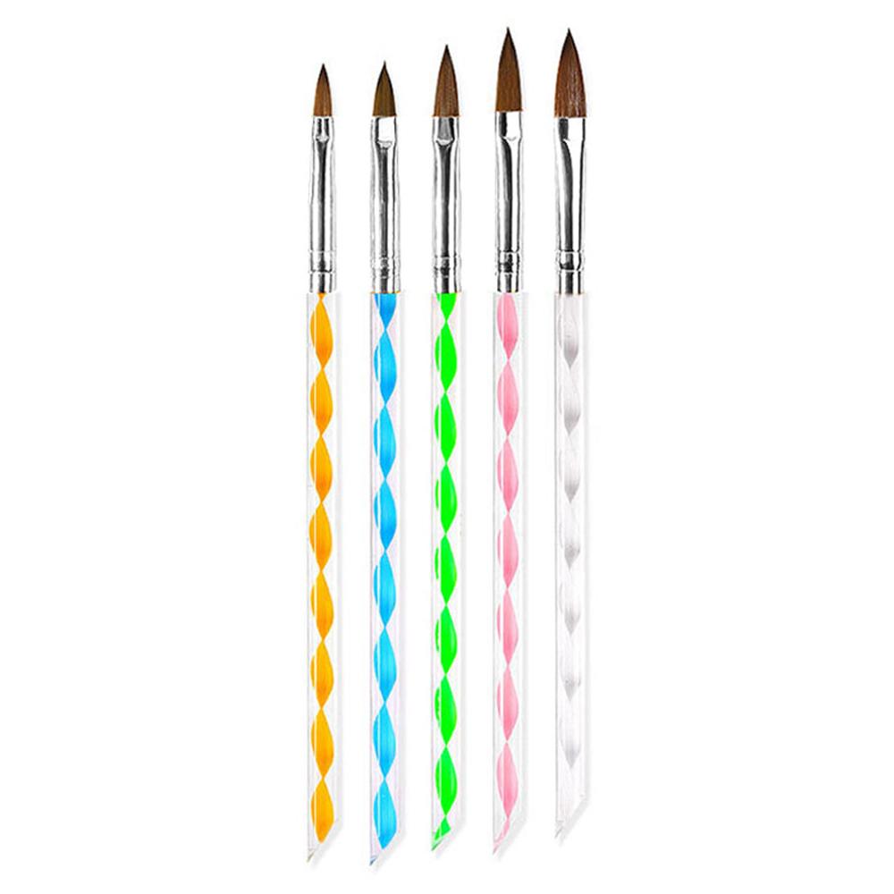 

5Pcs/Set Nail Art Brush Design Tip Painting Drawing Carving Dotting Pen Professional Nail Brushes Set Nail Art Manicure Tools серебряный