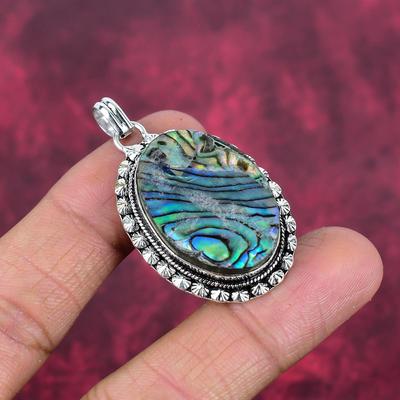 Colgante de Concha de Abulón Joyería de Piedras Preciosas, Colgante Hecho a Mano de Plata de Ley 925 Sólida, Joyería de Diseño Más Reciente