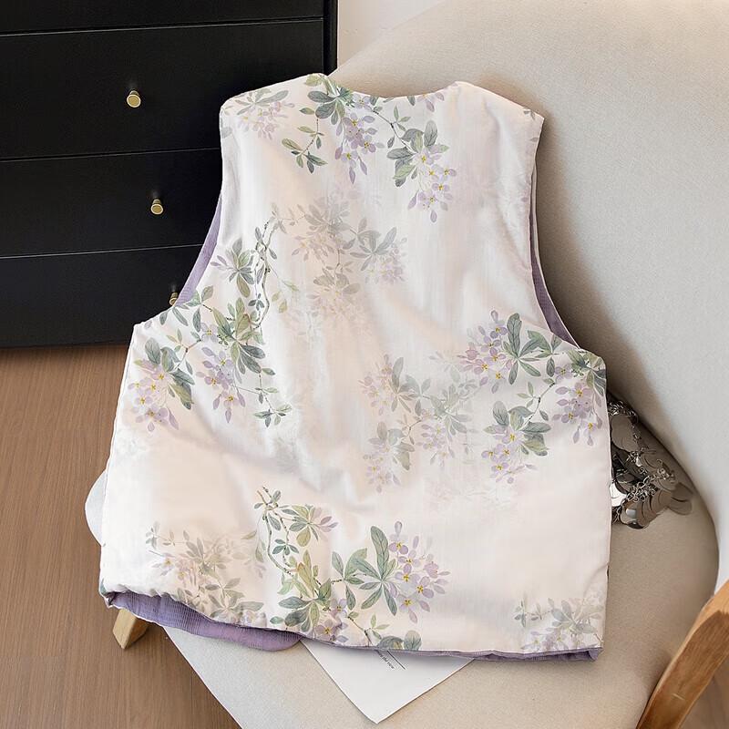 Si Bai She Women's New Chinese Style Floral Padded Vest