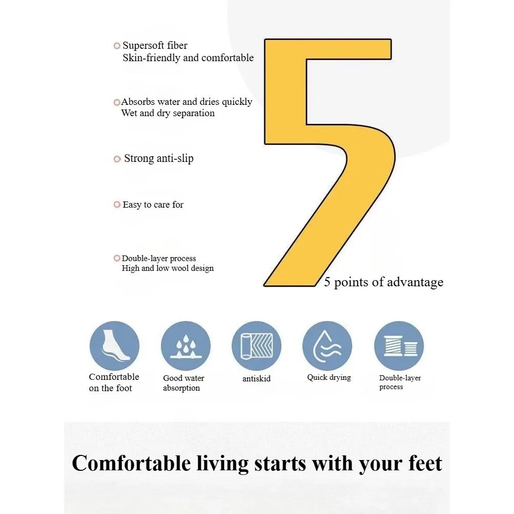 Flowers, Imitation Cashmere, Bathroom, Toilet, Bedroom, Absorbent, Non-slip Floor Mat, Household Plush, Soft Carpet