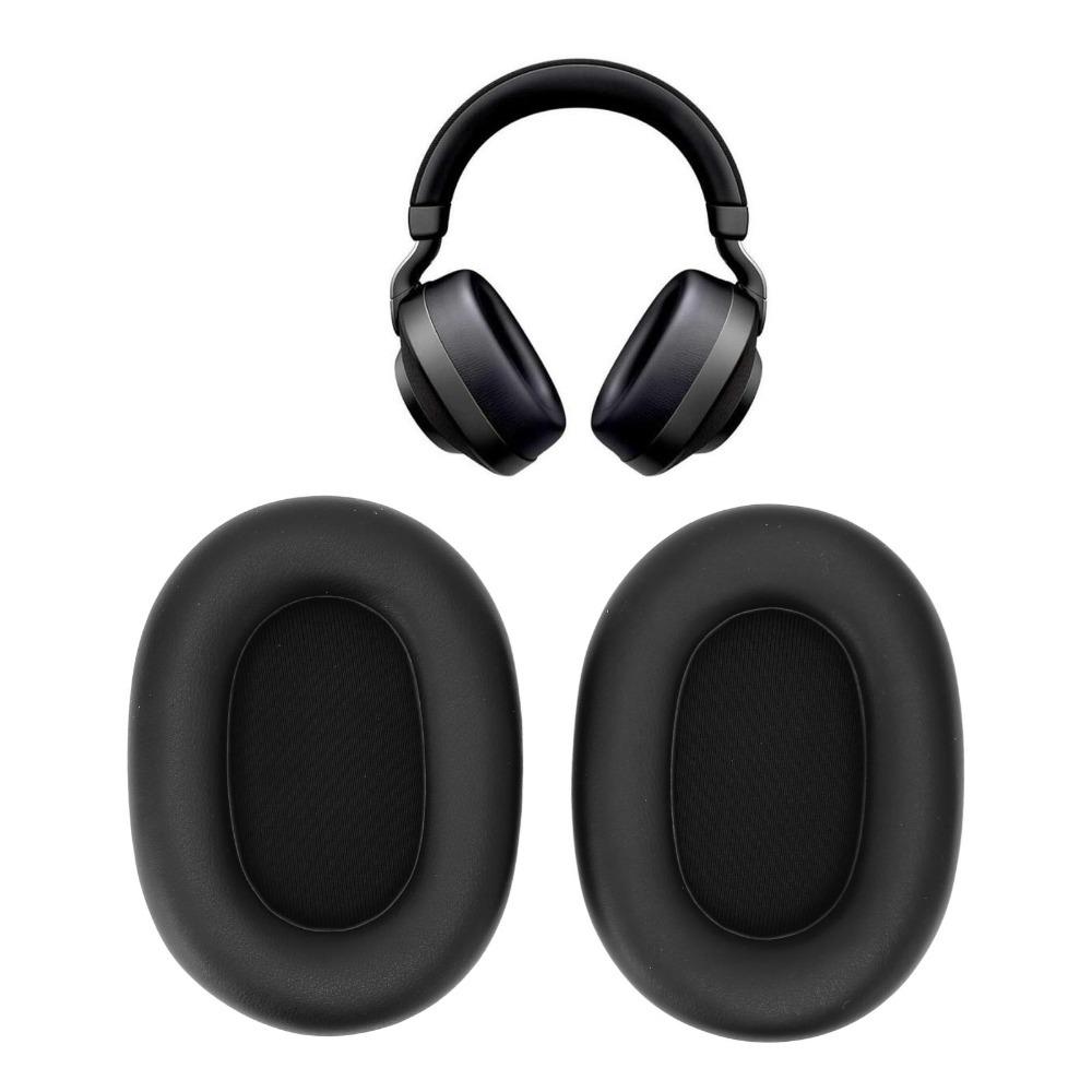 2 st Svart ErsättningsÖronkuddar LäderÖronkåpor för Elite 85h Trådlöst Headset Ljudutrustning