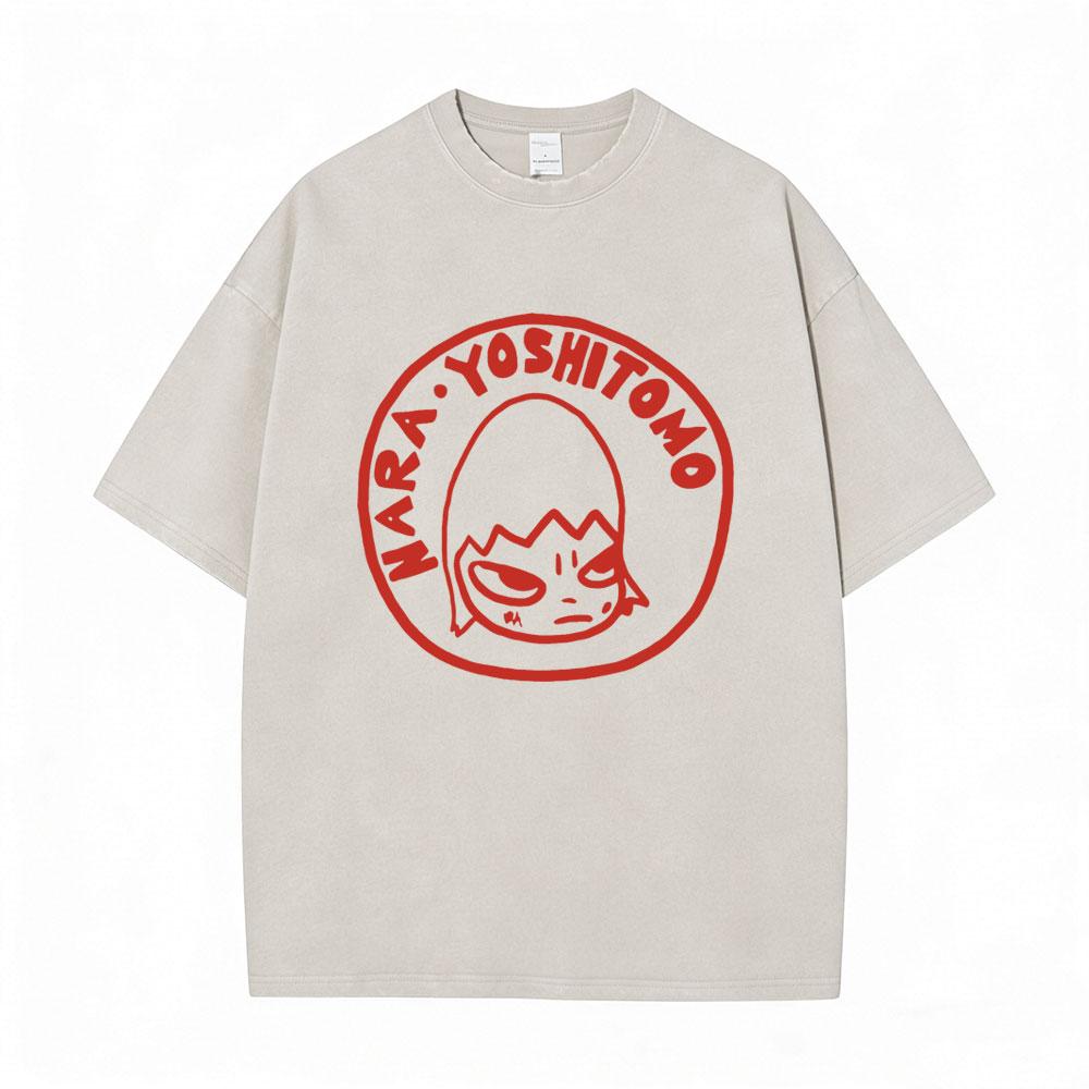 Hot Sale Yoshitomo Nara Vintage Washed Tshirt Men Women Casual Funny T Shirt Male Cotton Oversized Short Sleeve Tops Streetwear