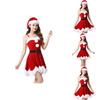Red Velvet Women Christmas Costume With Soft Touch Santa Claus Dress And Hat