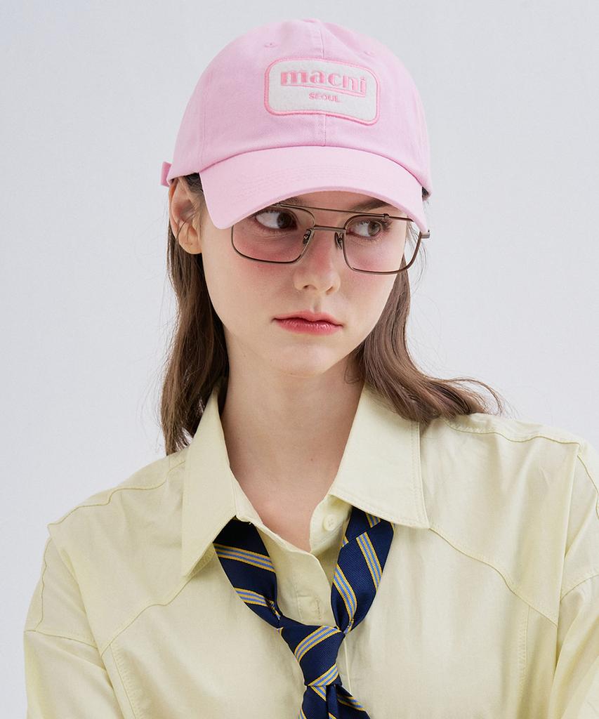 Makeuni Y2K Logo Patch Ball Cap_Pink