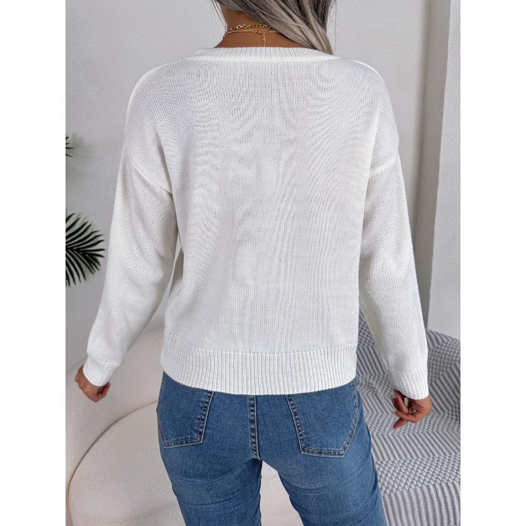 QICED Autumn and Winter Twisted Heart Long-sleeved Pullover Sweater for Valentine's Day Women's Wear