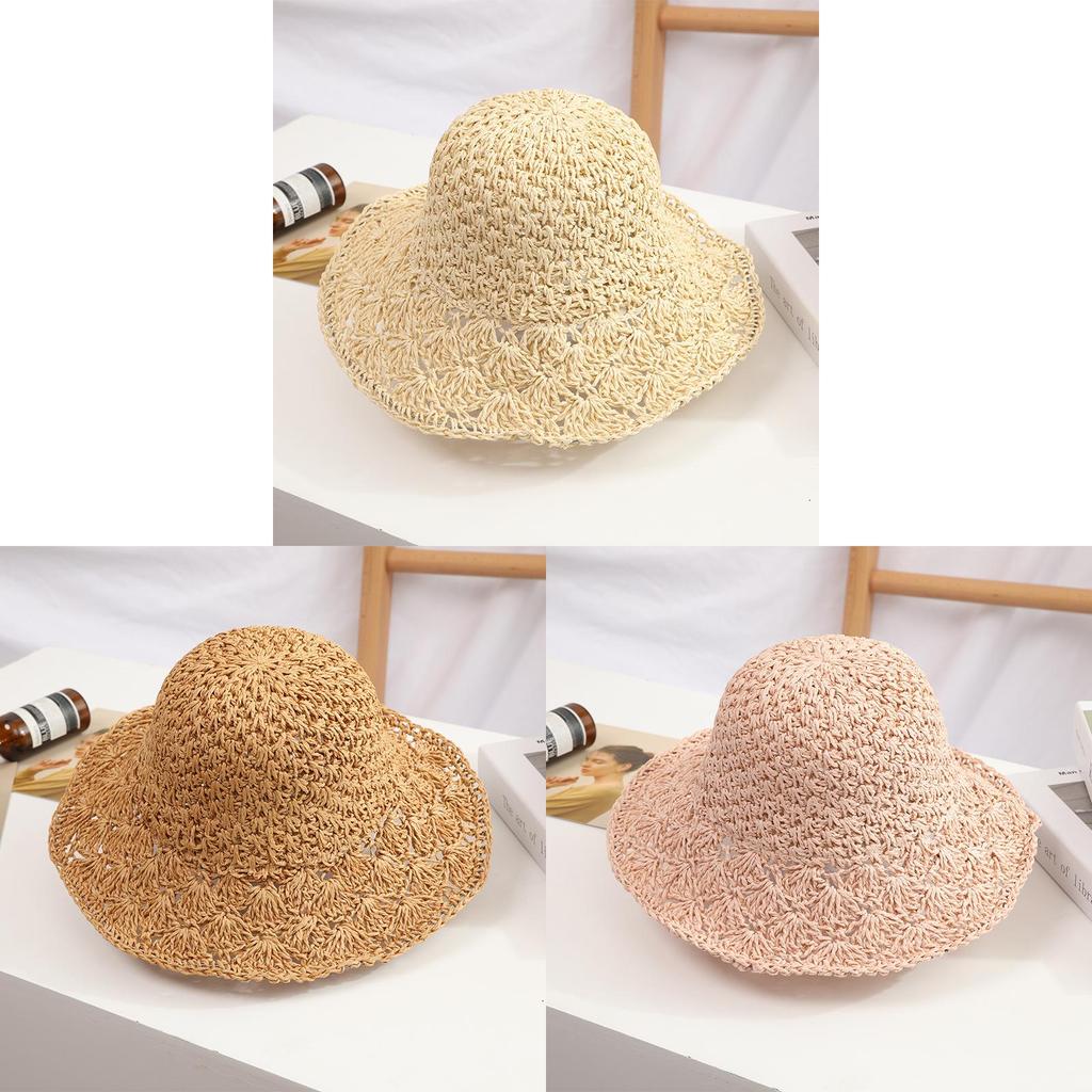 Summer Woven Straw Hat With Wide Brim For Adults And Kids Sun Protection Beach Vacation