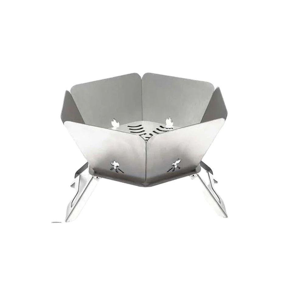 Portable Campfire Stove & Foldable Grill: Stainless Steel Lotus Stand for Outdoor Cooking & Boiling Tea