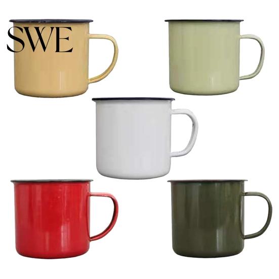 Water Mug 120/240/350/500ML Vintage Enamel with Handle Heat-resistant Large Capacity Cup Tea Milk Coffee Drinking Retro Decoration Scratch-resistant