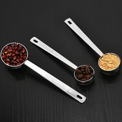 Cuillère à mesurer en acier inoxydable, tête ronde en métal, cuillère à mesurer à Long manche, utilisation sèche et liquide, outils de cuisson de cuisine