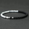 4mm Beads Bracelet Unisex Vintage Silver Color Viking Braslet Bicolor Natural Howlite Stone Braclet Hand Accessories