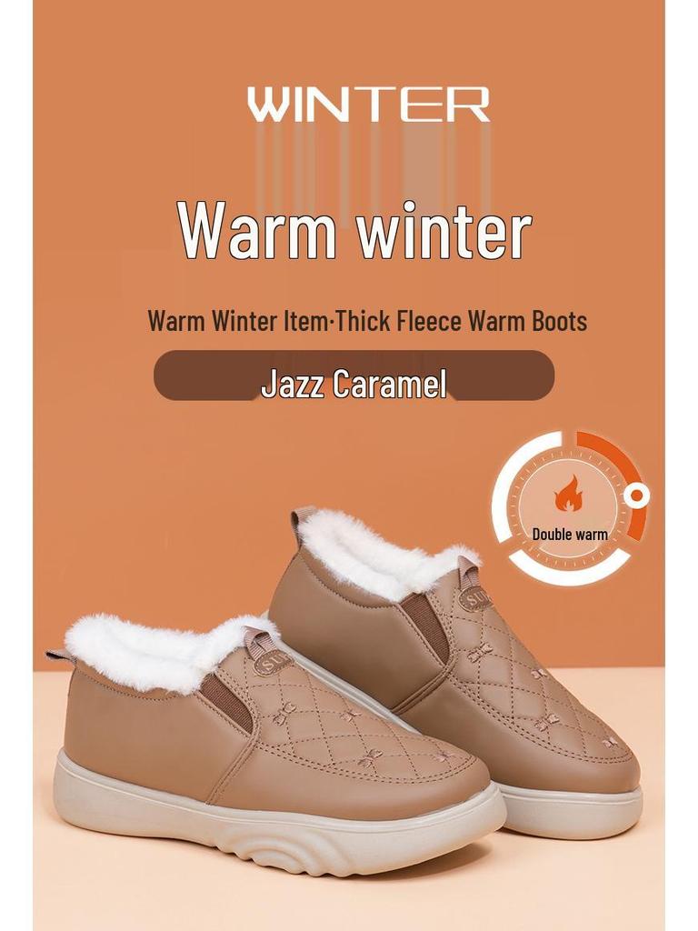 2024 Winter Women's Waterproof Cotton Boots: Thick-Soled, Casual, Warm, Plus Velvet, Comfortable Snow Shoes