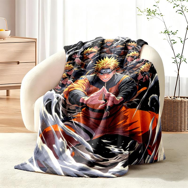 Naruto Decke Flanelldecke Weiche Gemütliche Plüschdecke für Sofa Bett Leichte Heimdekoration 80cmx120cm black