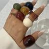 8 Stück Vintage Unregelmäßige Glatte Harz Kunststoff Ringe Set für Damen Neuer Trend Boho Geometrische Fingerringe Ästhetischer Party Schmuck