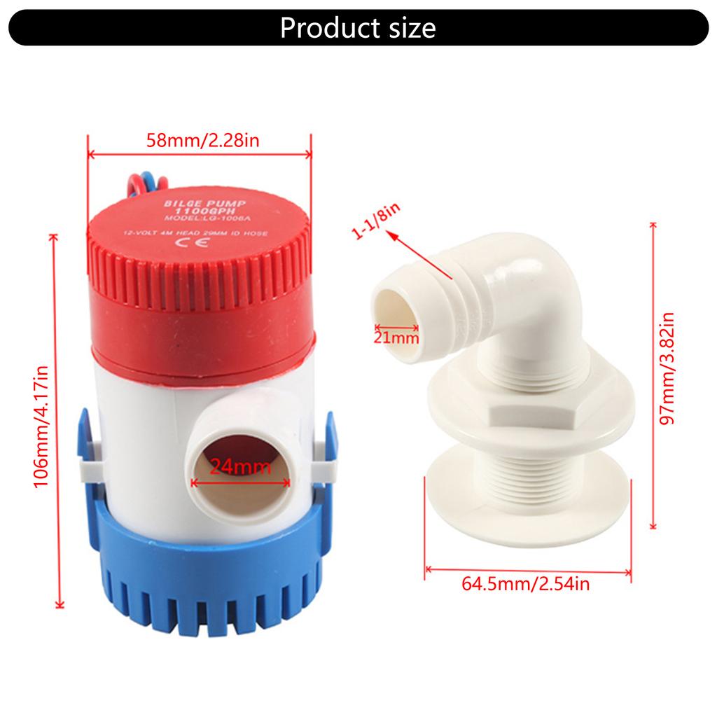 High Efficiency Motorhomes Bilge Pump Hose 1-1/8 Inch Plumbing Kit Featuring 90 Degree Elbow Thru Hull Scupper & Clamps
