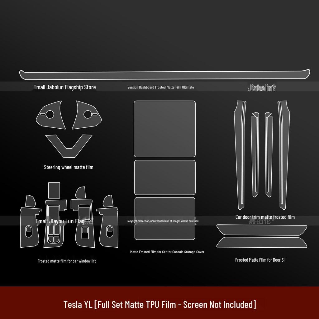 Fits 26 Tesla Models: Model YL Interior Protective Film & Frosted Tempered Screen Console Sticker Accessory