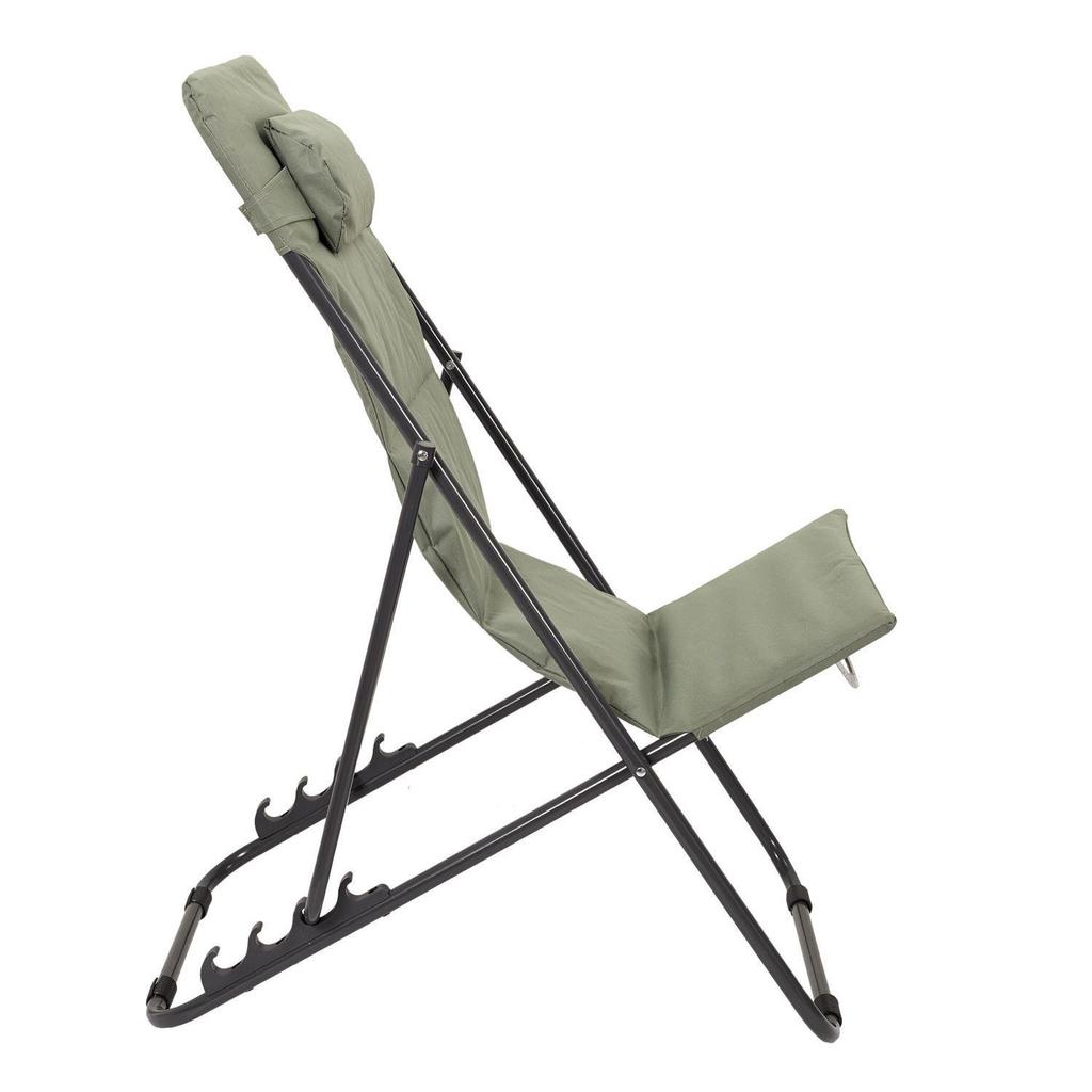 FOLDABLE DECK CHAIR Grue KHAKI adjustable backrest with cushion