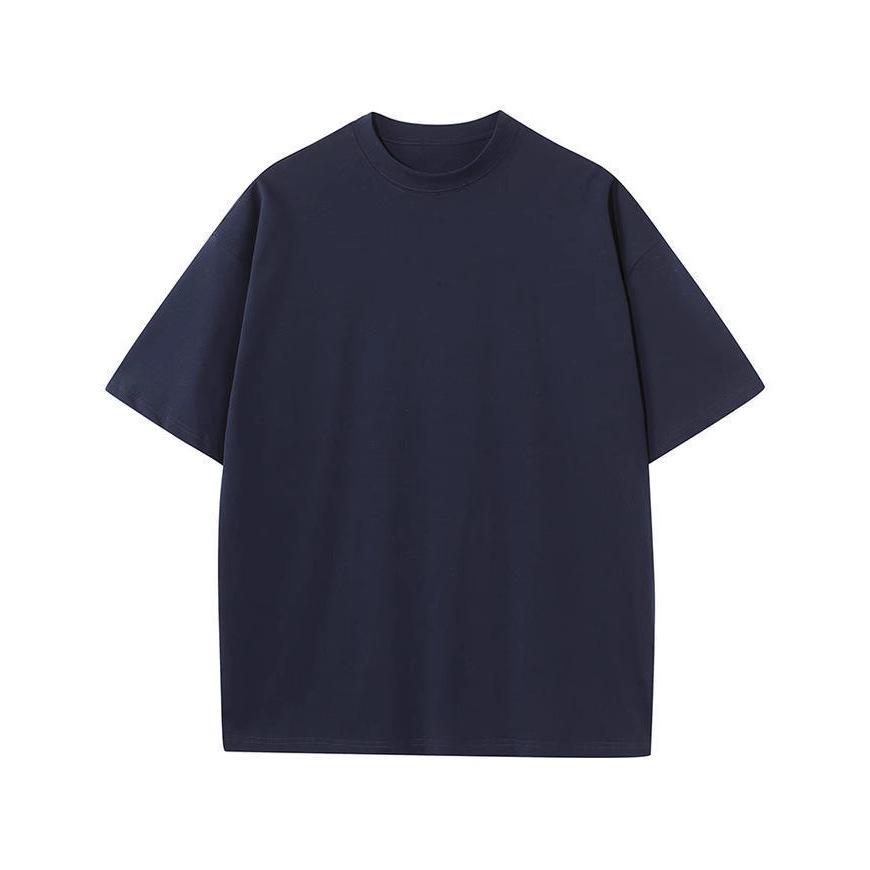 Letnia męska koszulka z czystej bawełny z okrągłym dekoltem, jednolita kolorystyka, proste t-shirty