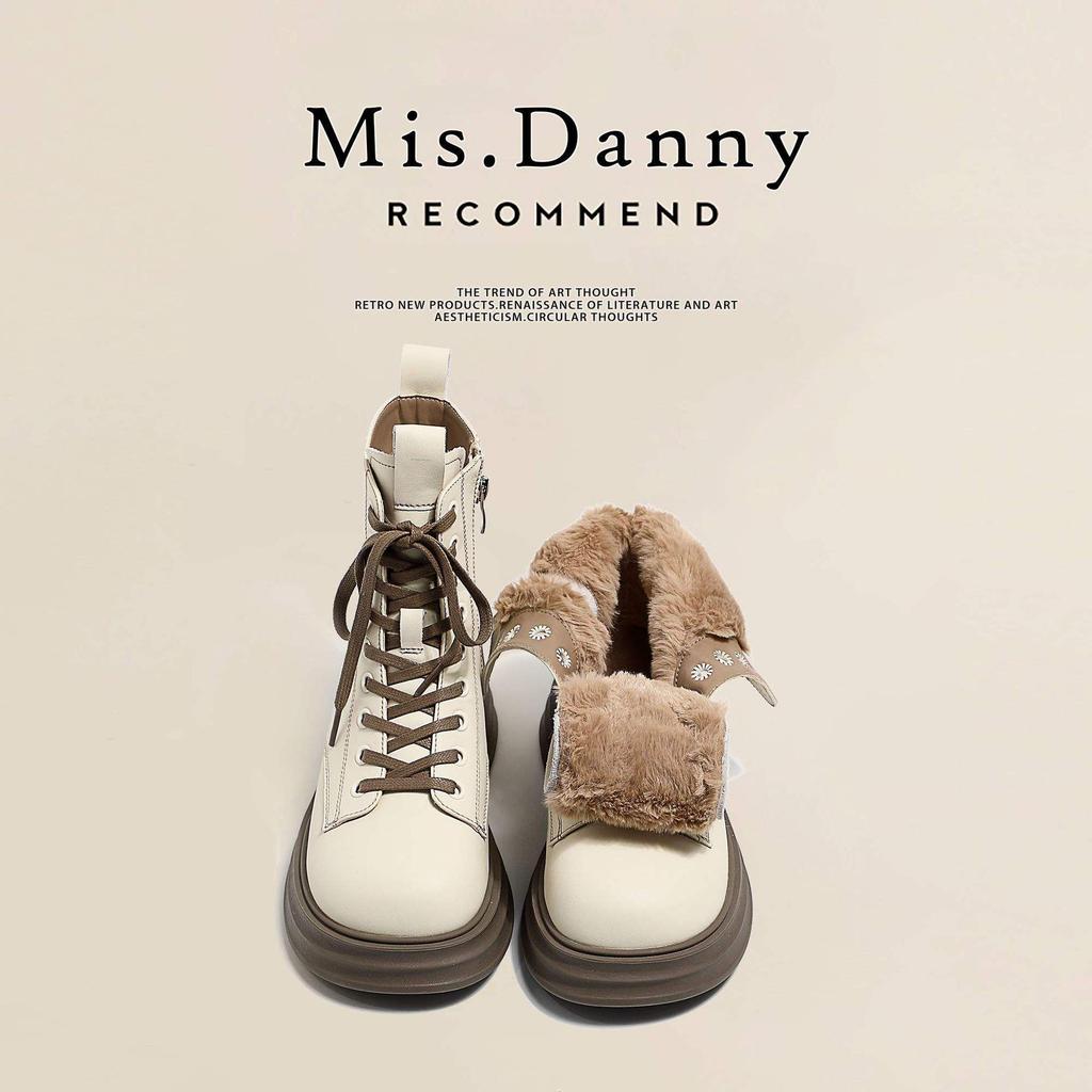 Martin Boots Women's 2025 New British Brown Boots Spring and Autumn Single Boots Heightened Platform Short Boots Thick Velvet Snow Boots