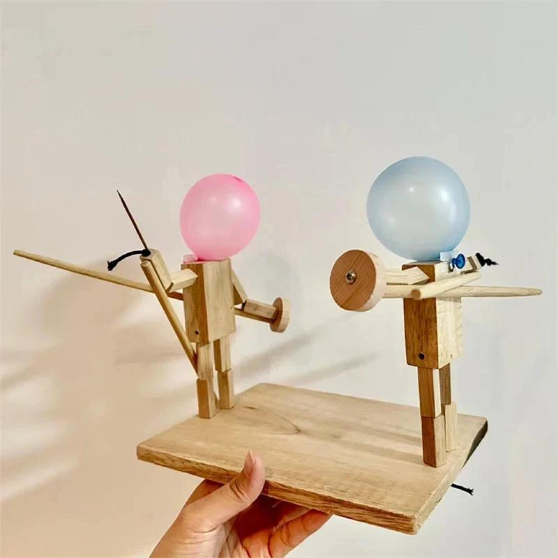Wooden Fencing Puppet Toy Interactive Battle Game Kids Best Gift For Children's Day US Warehouse Fast Shipping