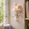 Bedroom Wall Lighting Iris Bloom Sconce, Vintage Floral Light with Faux Crystal Luxury Interior Drops, Romantic Purple Ambient Lamp for Living