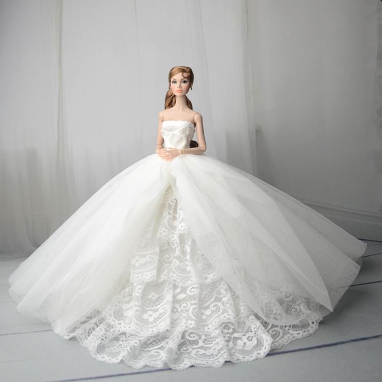 Luxuriöses Tüll-Hochzeitskleid für Puppen im Maßstab 1/6 mit langer Schleppe, farbenfrohes Kuchenschichten-Design, Puppenkleidung für Puppendekorationen