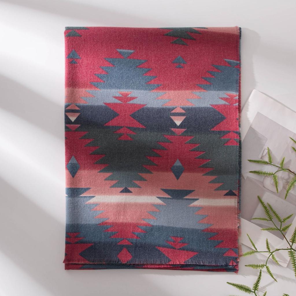 Winter New Pattern Imitation Cashmere Scarf Literary Retro Scarf Women's Warm Cashmere Feel Scarf Versatile Shawl