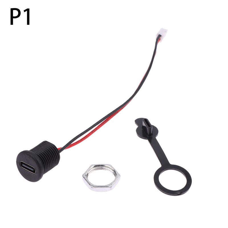 1PC TYPE-C USB Connector 2/4 Pins With 15cm Wire Waterproof Female Seat With PH2.0 Terminal Nut Lock Plate Waterproof USB Socket