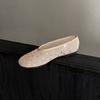 Krazing Pot Air Mesh Sheep Skin Flat with Crystal Beading Round Toe Jelly Shoes Embroidery Summer Size 42 Women Flats