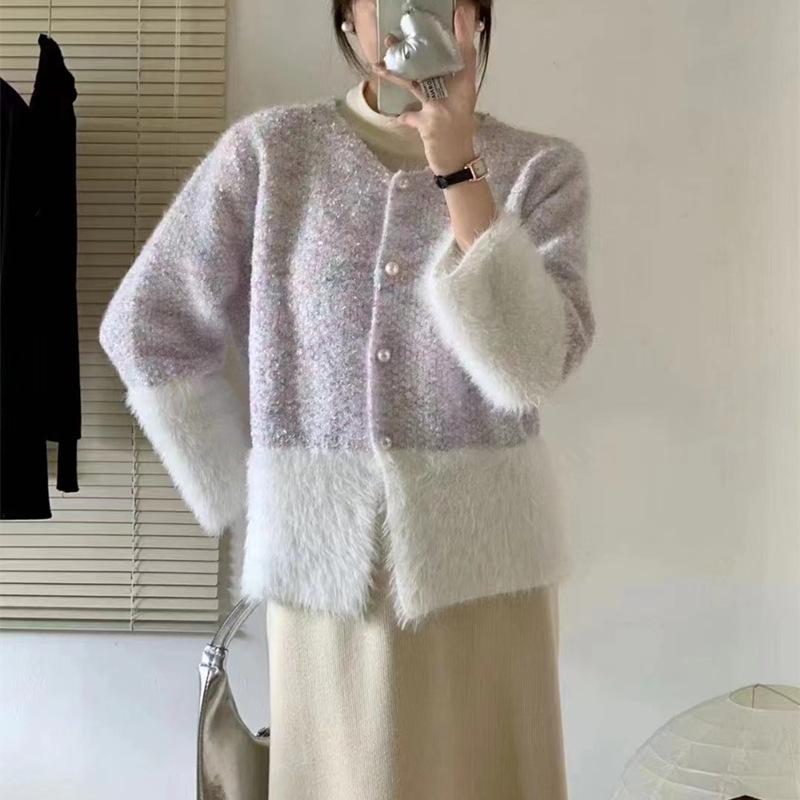 

Нежный ветер, цветной свободный вязаный кардиган с длинными рукавами, свитер, куртка женская, осень и зима, милая, универсальная, повседневная, модная и многофункциональная one size фиолетовый