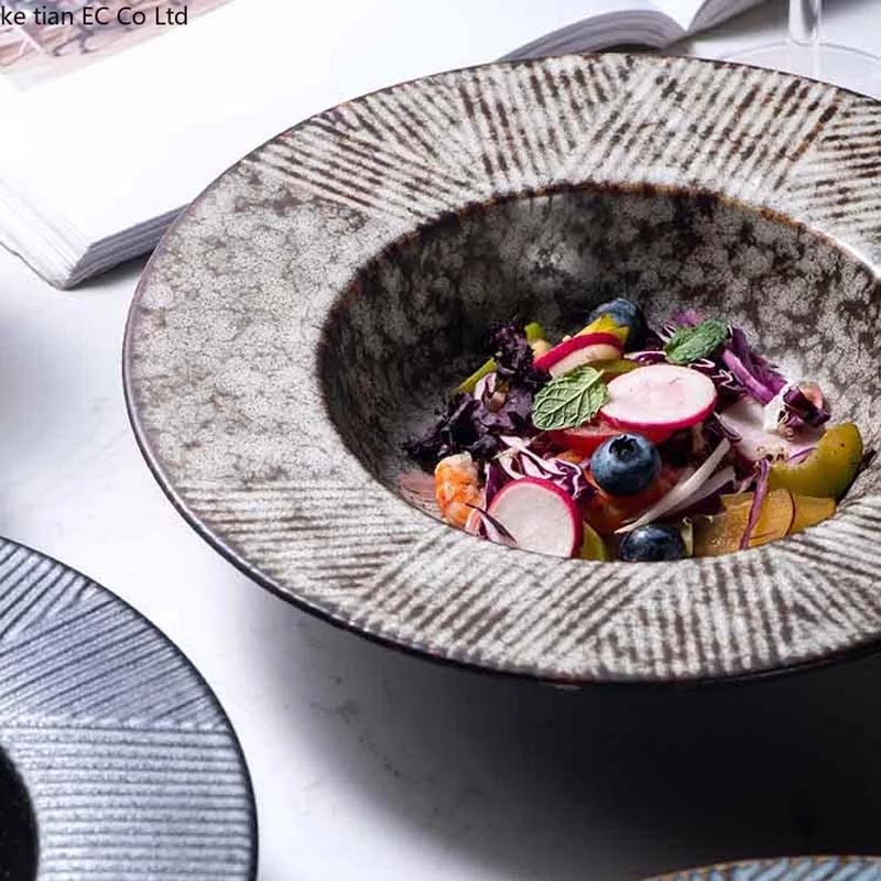 Creative Straw Hat Plate Ceramic Round Deep Plate Soup Plate Japanese Hotel Dinner Plate Dinner Plate Home Pasta Kawaii Bowl