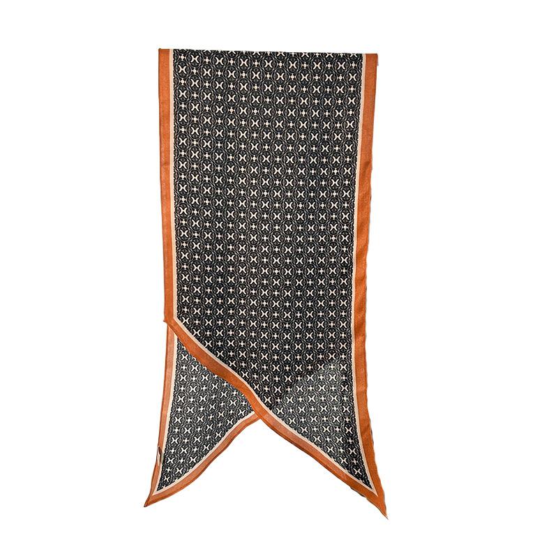 Retro niche imitation silk single-layer parallel towel fashionable women's high-end wool feel printed silk scarf
