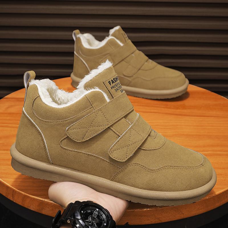 Winter Shoes Fashion Warm Snow Boots Mens Cotton Shoes with Fur Non-slip Waterproof Ankle Boots Outdoor Work Boots Walking Shoes