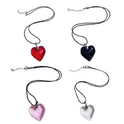 Stylish Everyday Resin Heart Clavicle Chain Jewelry Comfort Leather Necklace Natural Charm Spiritual Gift