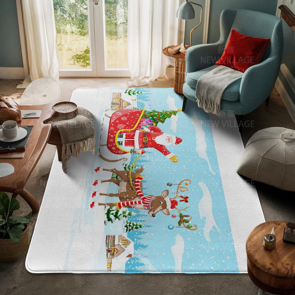 House Entrance Carpet Home Door Mat Living Room Bath Foot Bathroom Non-slip Water Absorption Rugs Bath Merry Christmas Winter