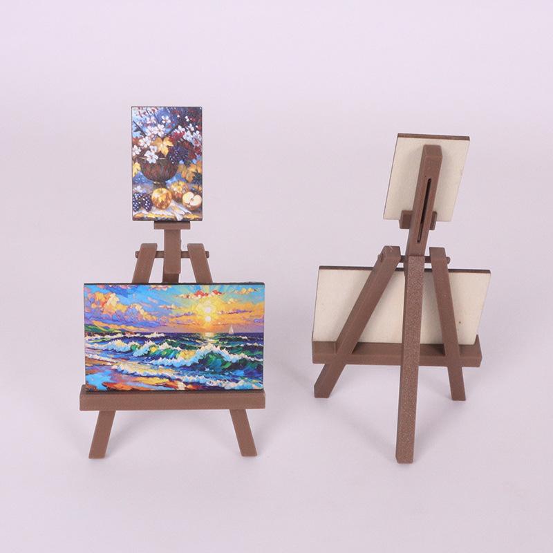 Miniature Dollhouse Easel & Oil Painting Canvas Set – 3 Pieces