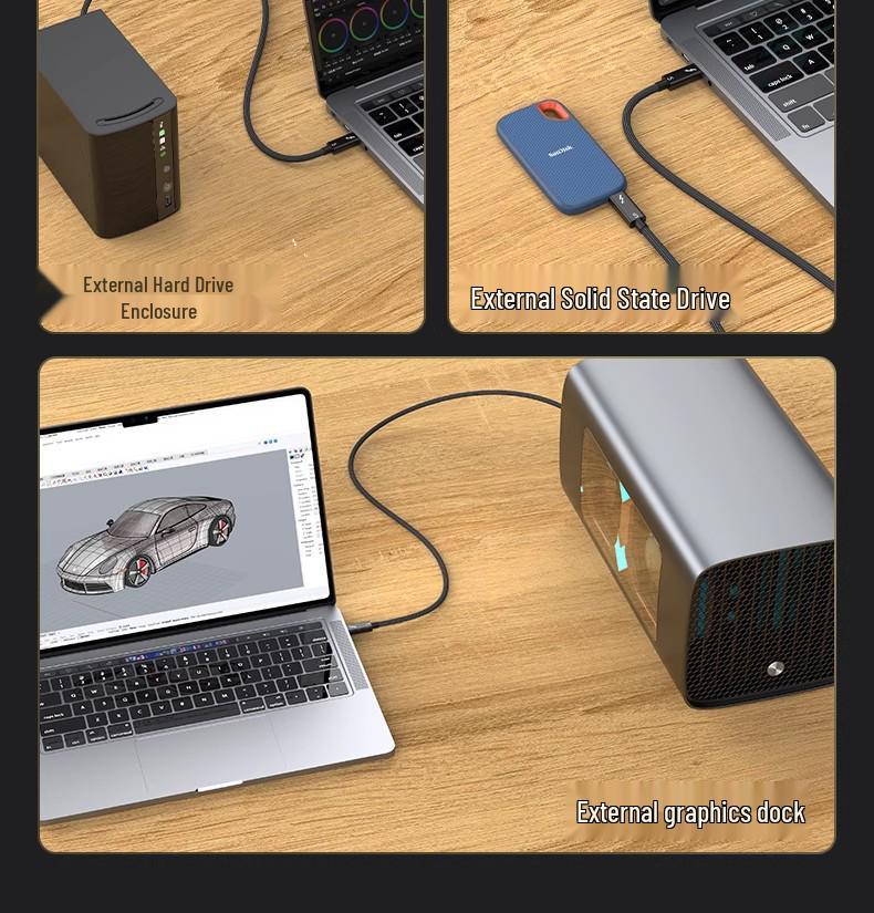 PD240W Multifunctional Thunderbolt 4 Dual USB-C Cable - High-Speed Data Transfer & Fast Charging