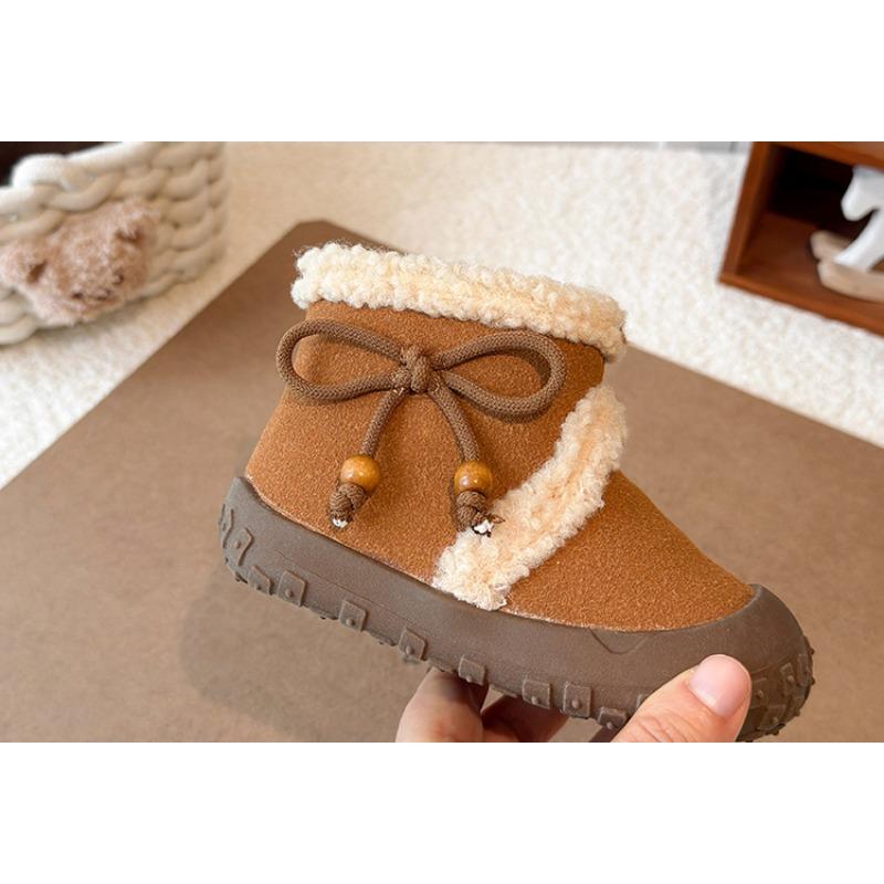 Girls' Fashion Fleece-Lined Boots | Children's Thickened Round-Toe Winter Shoes, Toddler Ankle Boots Elegant Girls Shoes