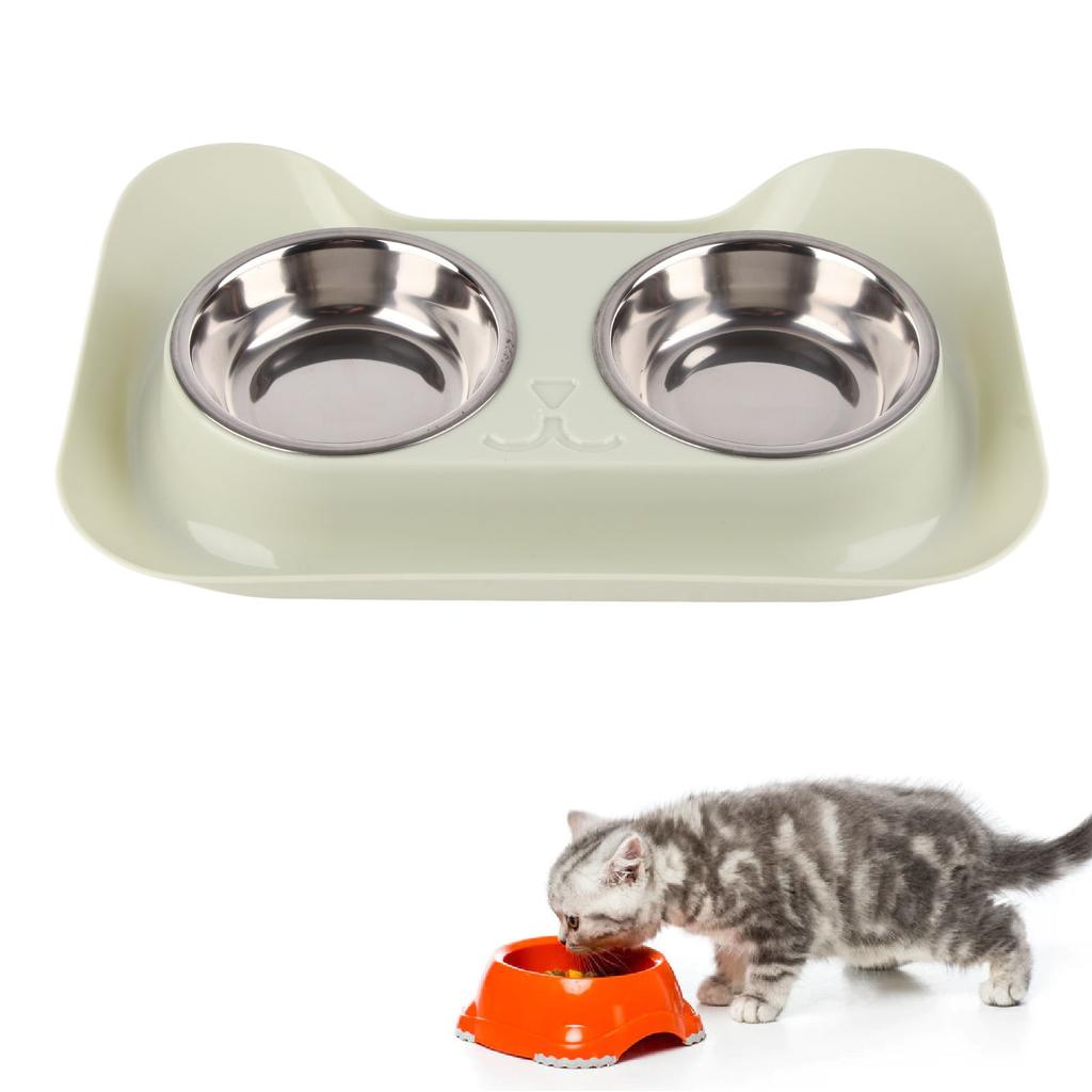 Hundenäpfe Edelstahl Niedliche Form Auslaufsicher Glatte Innenseite Leicht zu Reinigen Doppelter Hundenapf für