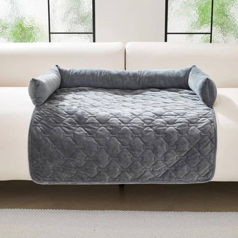 Thick Velvet Pets Pad Sofa Mat Anti-slip Plaid Dog Cat Kennel Couch Slipcover for Living Room Washable Bed Pad Protector Winter