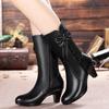 Fashion Fleece-Lined Middle Heel Half High Boots for Women New Rock Gyaru In Gothic Mid Calf Shoes Woman Designer Luxury Work Footwear